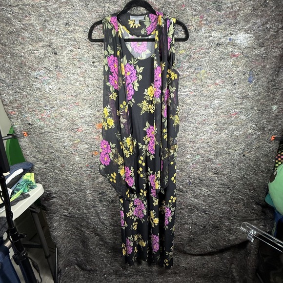 Jessica‎ London Dress Womens 12W Floral Maxi Sleeveless Two Piece Set Plus Size - Picture 1 of 14